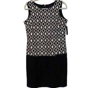 Worthington Black and Cream Diamond Mini Dress